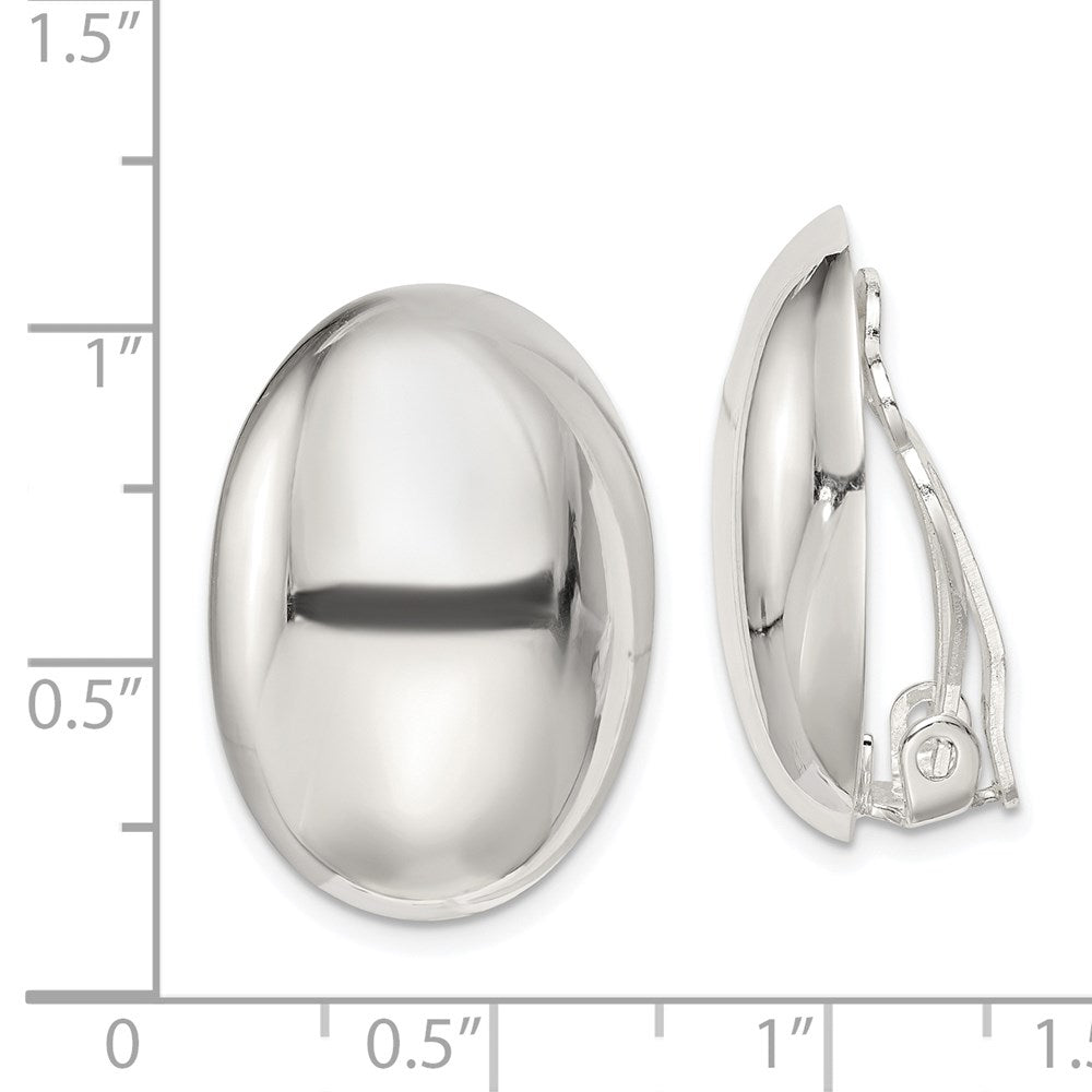 Sterling Silver Polished Non-Pierced 25X18mm Oval Button Earrings