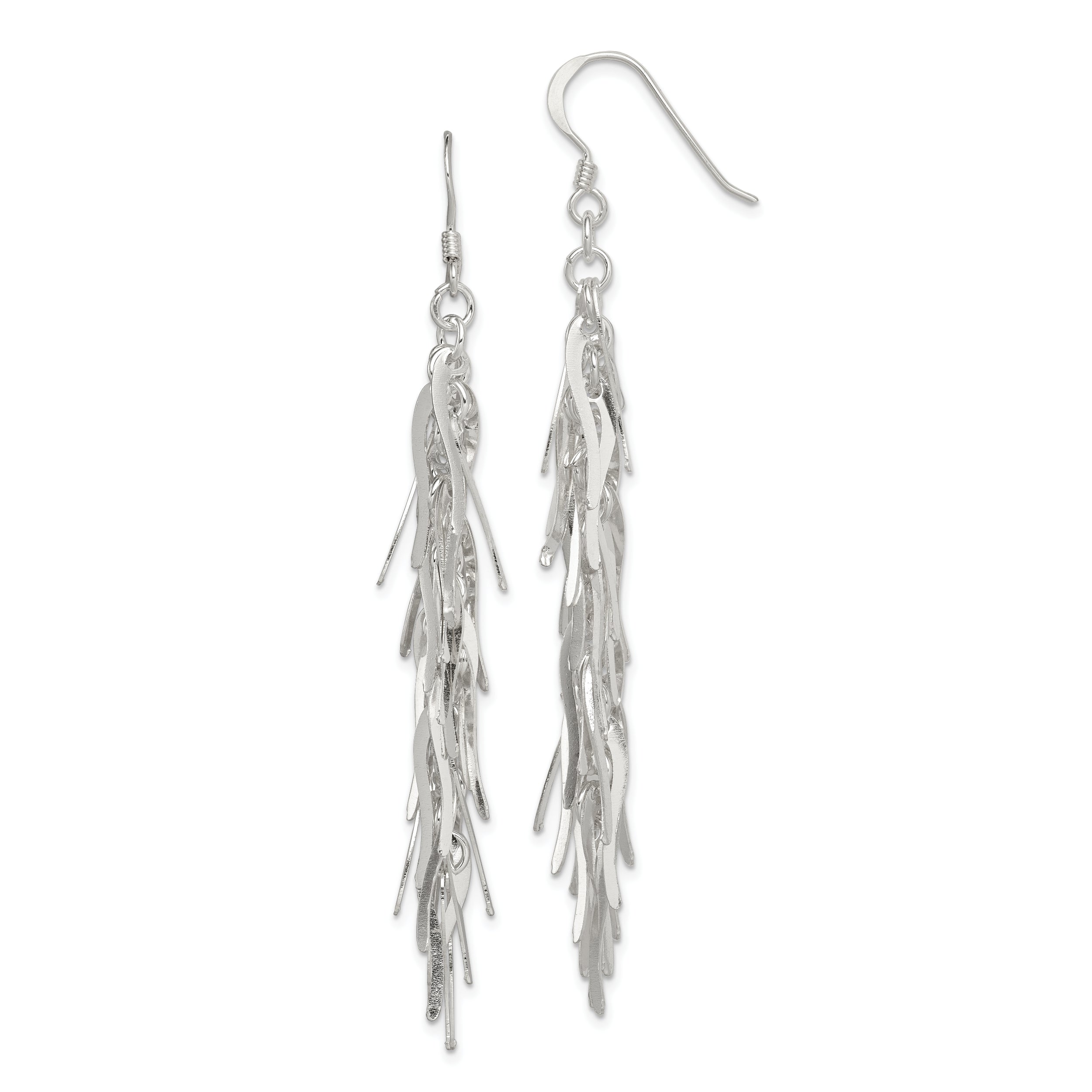 Sterling Silver Polished Fancy Drop Squiggle Dangle Earrings