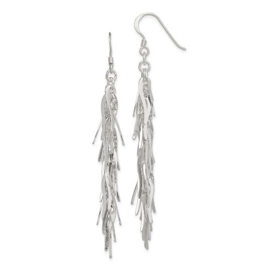 Sterling Silver Polished Fancy Drop Squiggle Dangle Earrings
