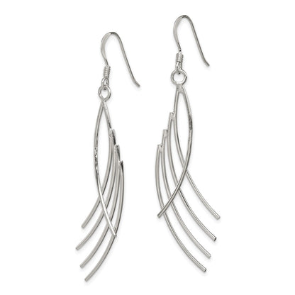 Sterling Silver Polished Fancy Curved Design Dangle Earrings