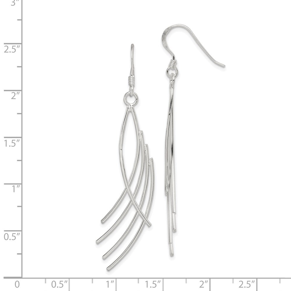 Sterling Silver Polished Fancy Curved Design Dangle Earrings