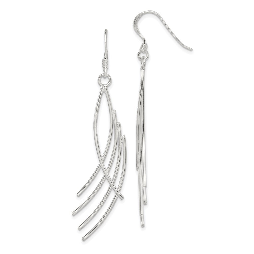 Sterling Silver Polished Fancy Curved Design Dangle Earrings