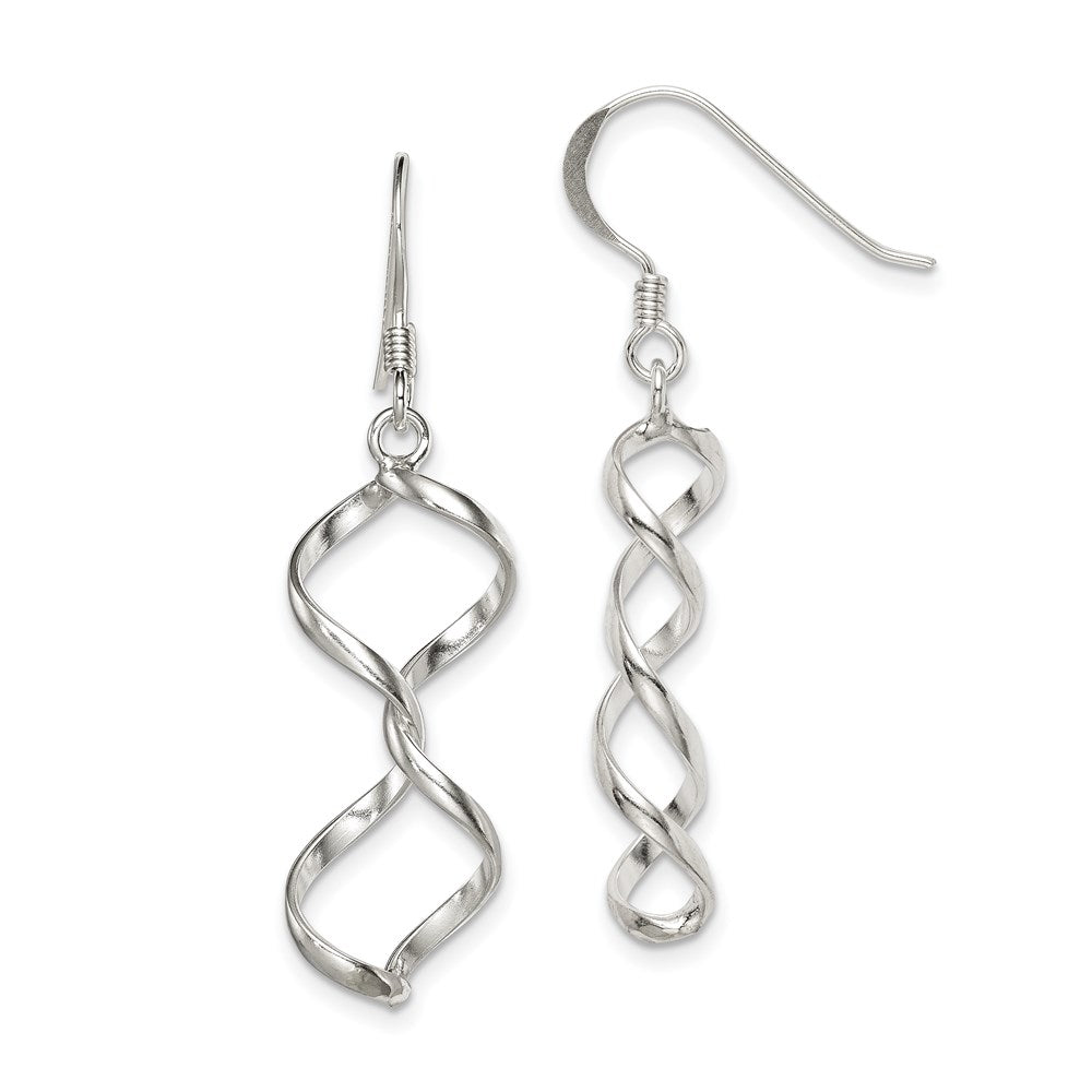 Sterling Silver Polished Fancy Twisted Dangle Earrings