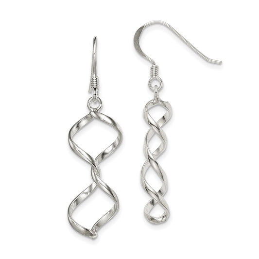 Sterling Silver Polished Fancy Twisted Dangle Earrings