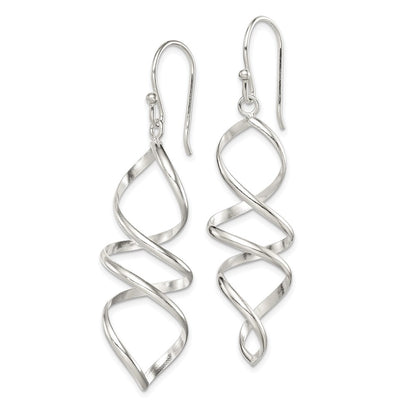 Sterling Silver Polished Corkscrew Twisted Dangle Earrings