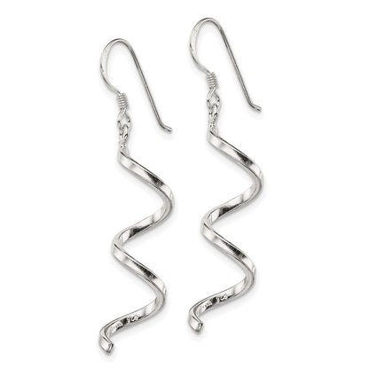 Sterling Silver Polished Fancy Twisted Spiral Dangle Earrings