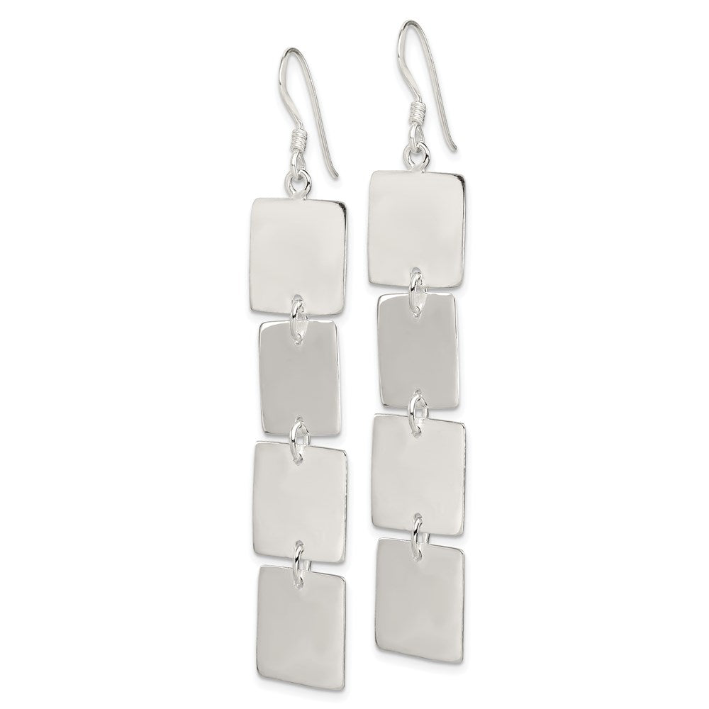 Sterling Silver Polished Four Square Dangle Earrings