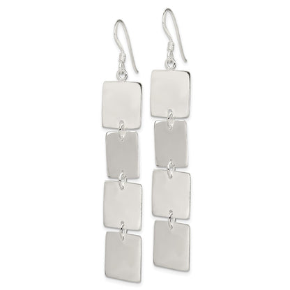 Sterling Silver Polished Four Square Dangle Earrings