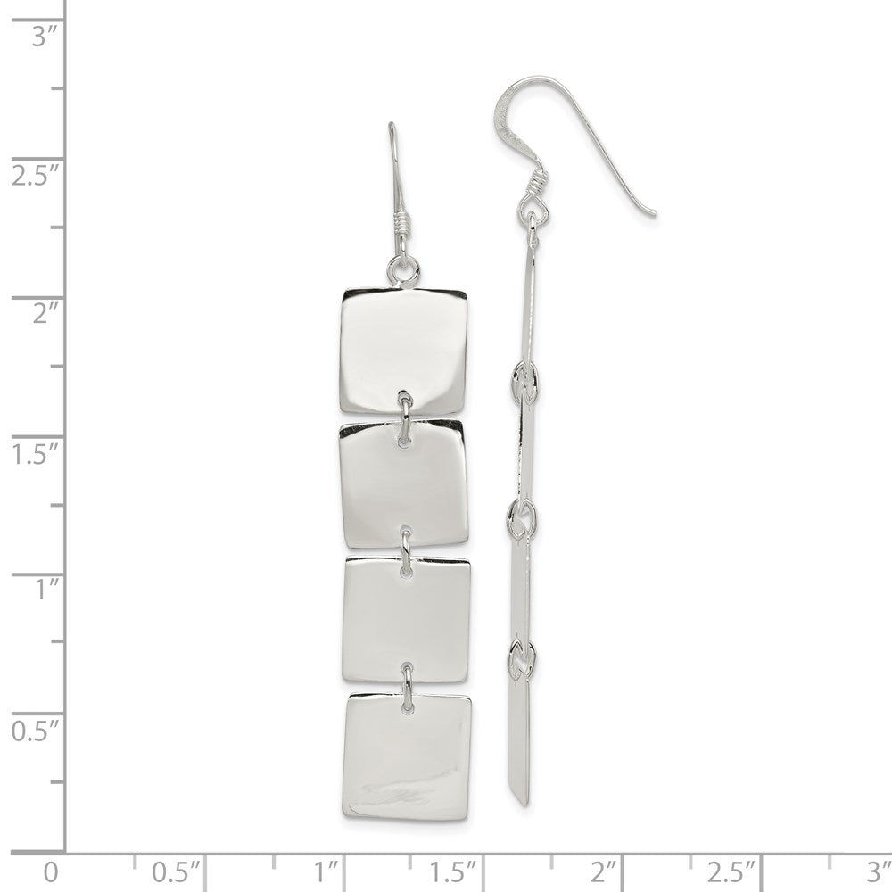 Sterling Silver Polished Four Square Dangle Earrings