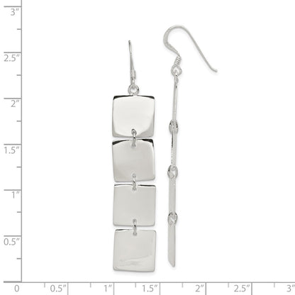 Sterling Silver Polished Four Square Dangle Earrings