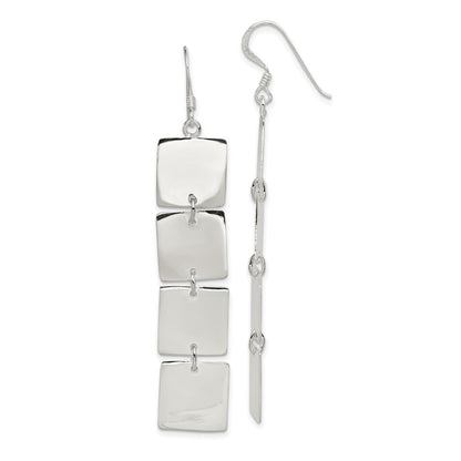 Sterling Silver Polished Four Square Dangle Earrings