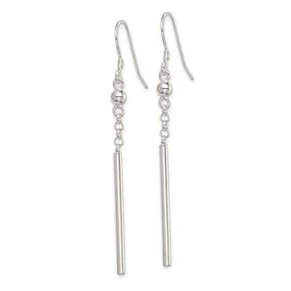Sterling Silver Polished Fancy Bar Dangle Earrings
