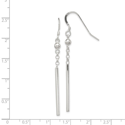 Sterling Silver Polished Fancy Bar Dangle Earrings