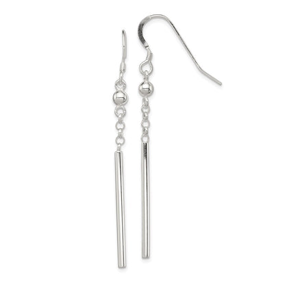 Sterling Silver Polished Fancy Bar Dangle Earrings