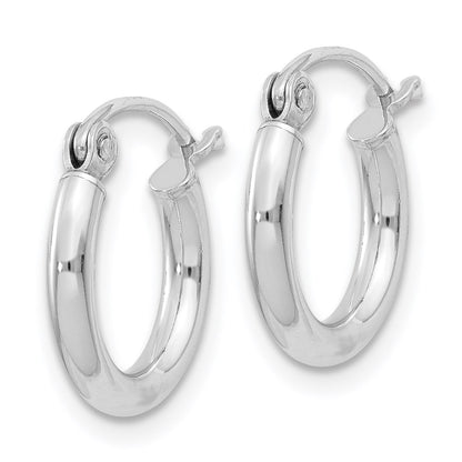 Sterling Silver Rhodium-Plated 2mm Round Hoop Earrings