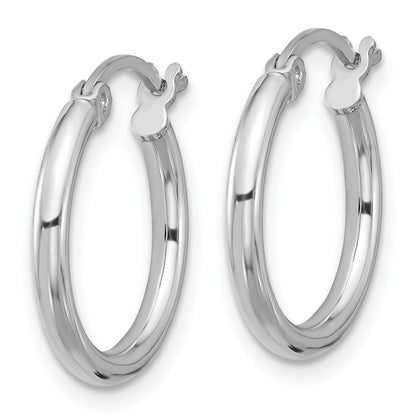 Sterling Silver Rhodium-Plated 2mm Round Hoop Earrings