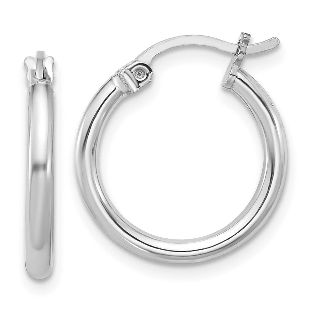 Sterling Silver Rhodium-Plated 2mm Round Hoop Earrings