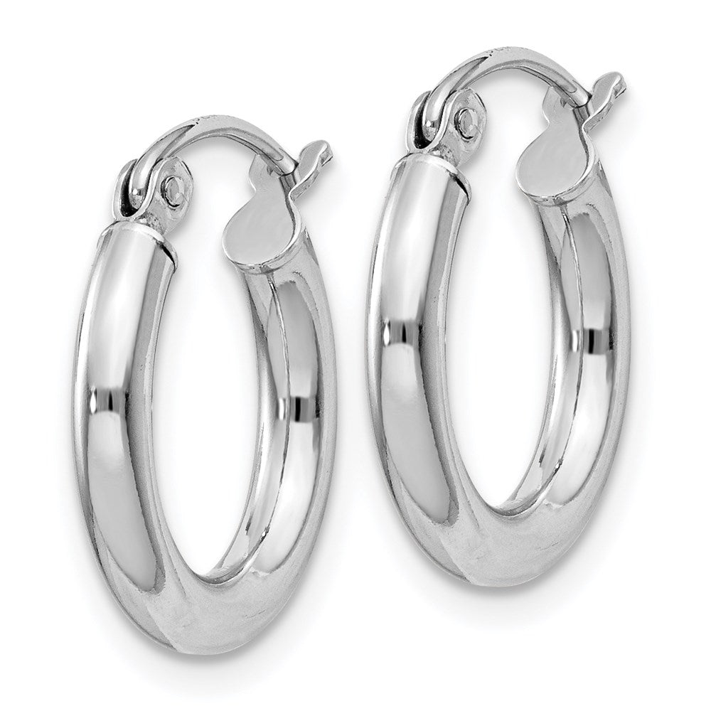 Sterling Silver Rhodium-Plated 2.5mm Round Hoop Earrings