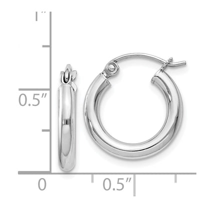 Sterling Silver Rhodium-Plated 2.5mm Round Hoop Earrings