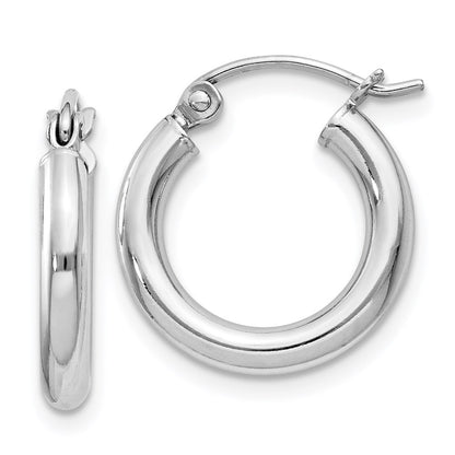 Sterling Silver Rhodium-Plated 2.5mm Round Hoop Earrings
