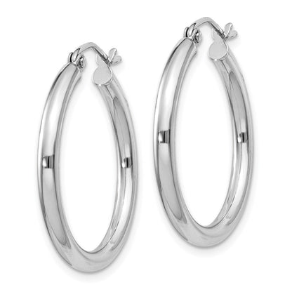 Sterling Silver Rhodium-Plated 2.5mm Round Hoop Earrings