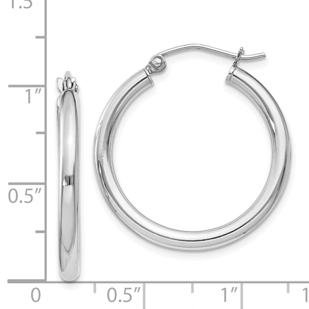 Sterling Silver Rhodium-Plated 2.5mm Round Hoop Earrings
