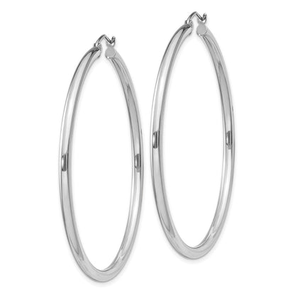 Sterling Silver Rhodium-Plated 2.5mm Round Hoop Earrings