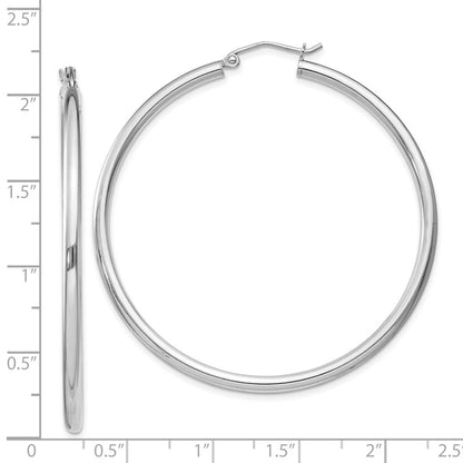 Sterling Silver Rhodium-Plated 2.5mm Round Hoop Earrings