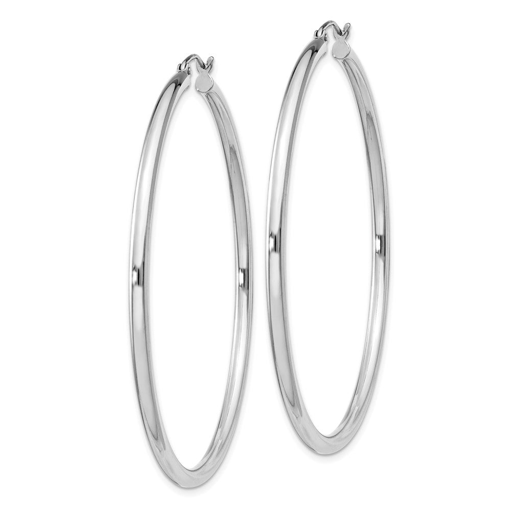 Sterling Silver Rhodium-Plated 2.5mm Round Hoop Earrings