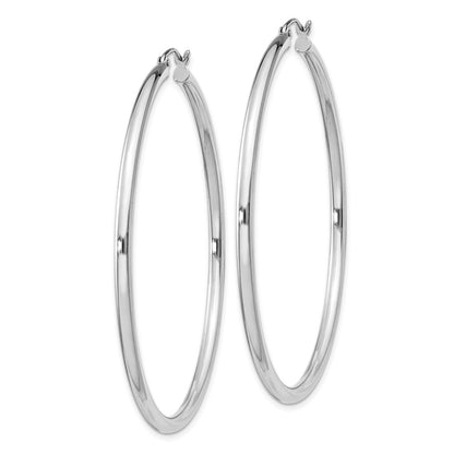Sterling Silver Rhodium-Plated 2.5mm Round Hoop Earrings