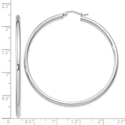 Sterling Silver Rhodium-Plated 2.5mm Round Hoop Earrings
