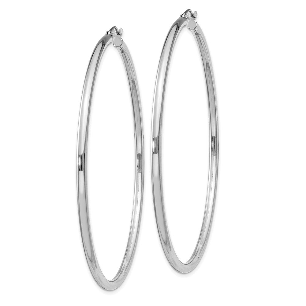 Sterling Silver Rhodium-Plated 2.5mm Round Hoop Earrings