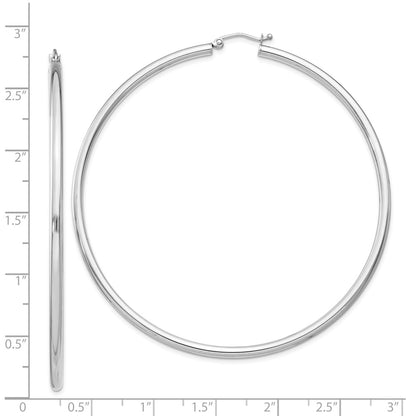 Sterling Silver Rhodium-Plated 2.5mm Round Hoop Earrings