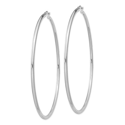 Sterling Silver Rhodium-Plated 2.5mm Round Hoop Earrings