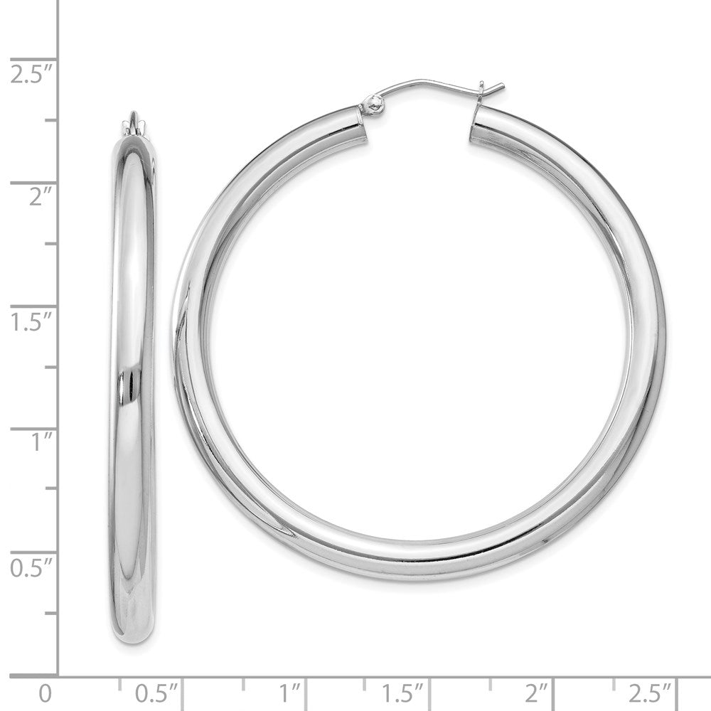 Sterling Silver Rhodium-Plated 4mm Round Hoop Earrings