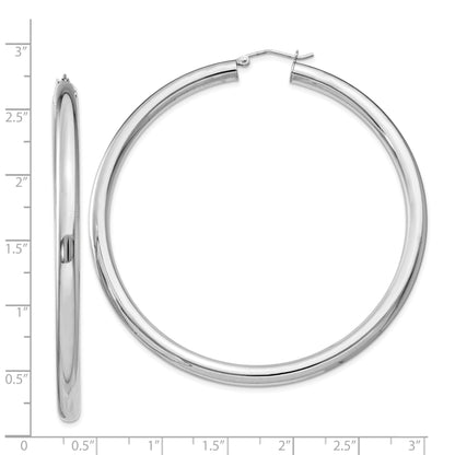 Sterling Silver Rhodium-Plated 4mm Round Hoop Earrings