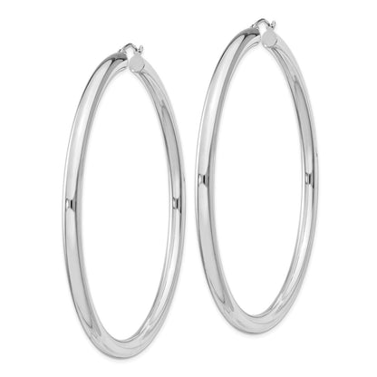 Sterling Silver Rhodium-Plated 4mm Round Hoop Earrings