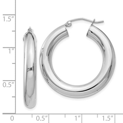 Sterling Silver Rhodium-Plated 5mm Round Hoop Earrings