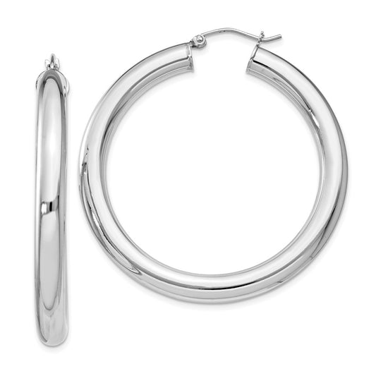 Sterling Silver Rhodium-Plated 5mm Round Hoop Earrings