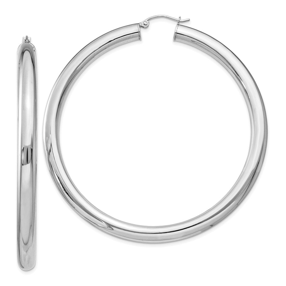 Sterling Silver Rhodium-Plated 5mm Round Hoop Earrings