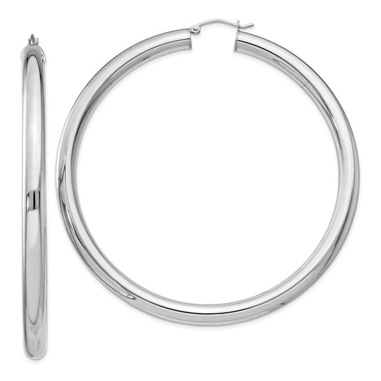 Sterling Silver Rhodium-Plated 5mm Round Hoop Earrings