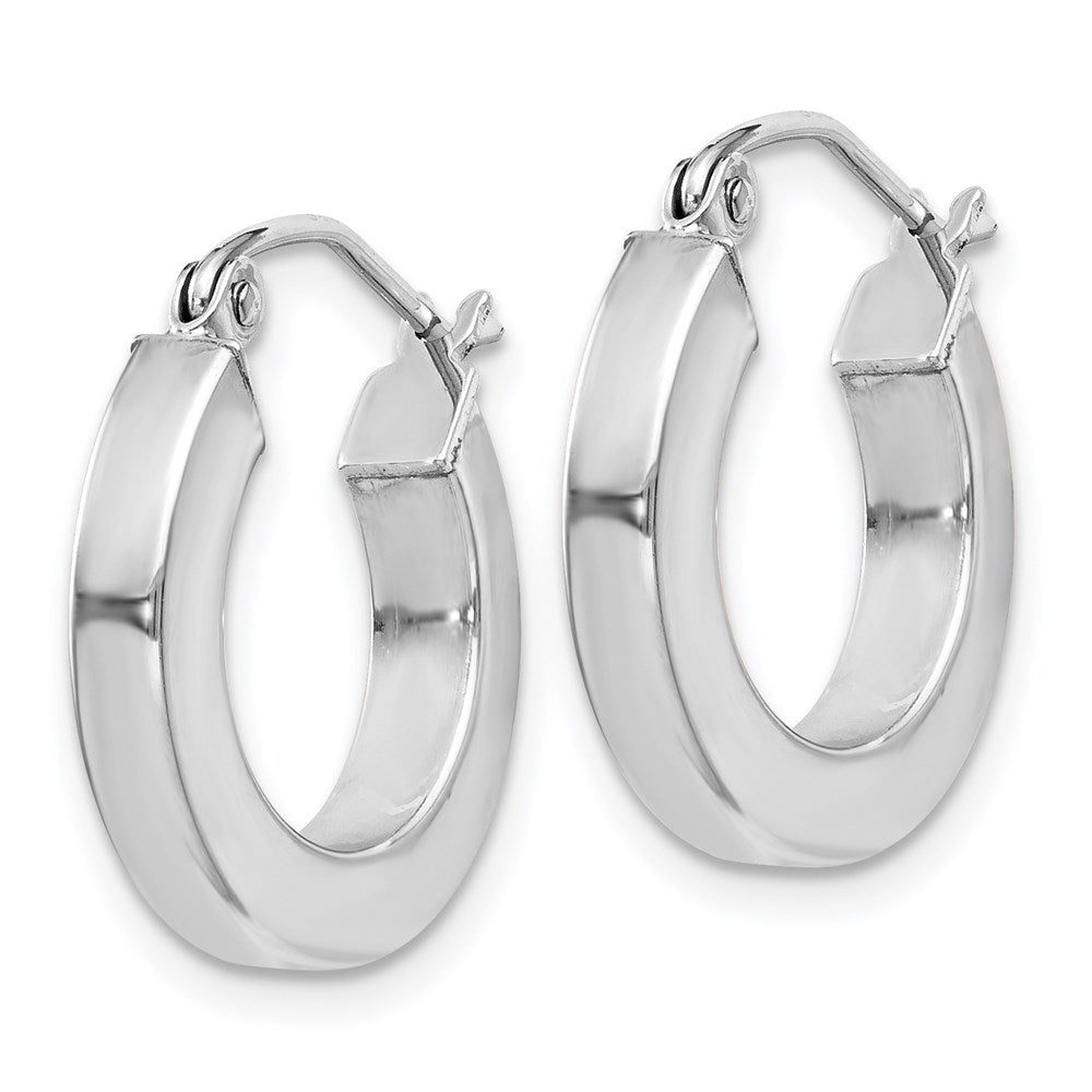 Sterling Silver Rhodium-Plated 3X17mm Square Tube Hoop Earrings