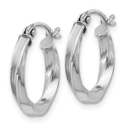 Sterling Silver Rhodium-Plated Twisted 2.5X15mmhoop Earrings