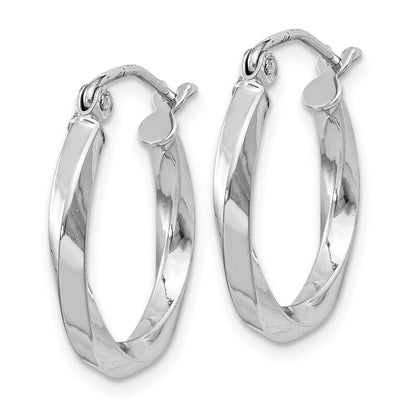 Sterling Silver Rhodium-Plated Twisted 2.5X18mmhoop Earrings