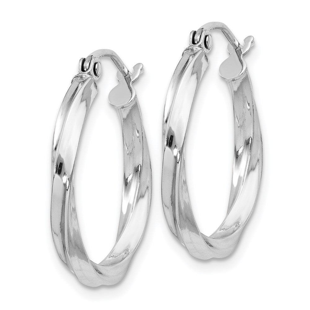 Sterling Silver Rhodium-Plated Twisted 2.5X20mmhoop Earrings