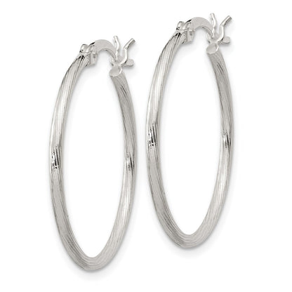 Sterling Silver Fine Twist 1.5X25mm Hoop Earrings