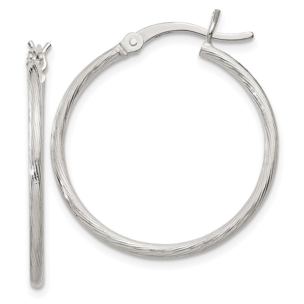 Sterling Silver Fine Twist 1.5X25mm Hoop Earrings