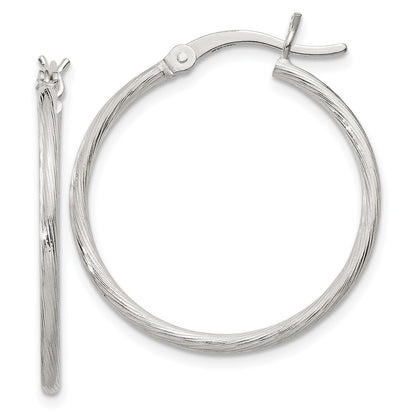 Sterling Silver Fine Twist 1.5X25mm Hoop Earrings