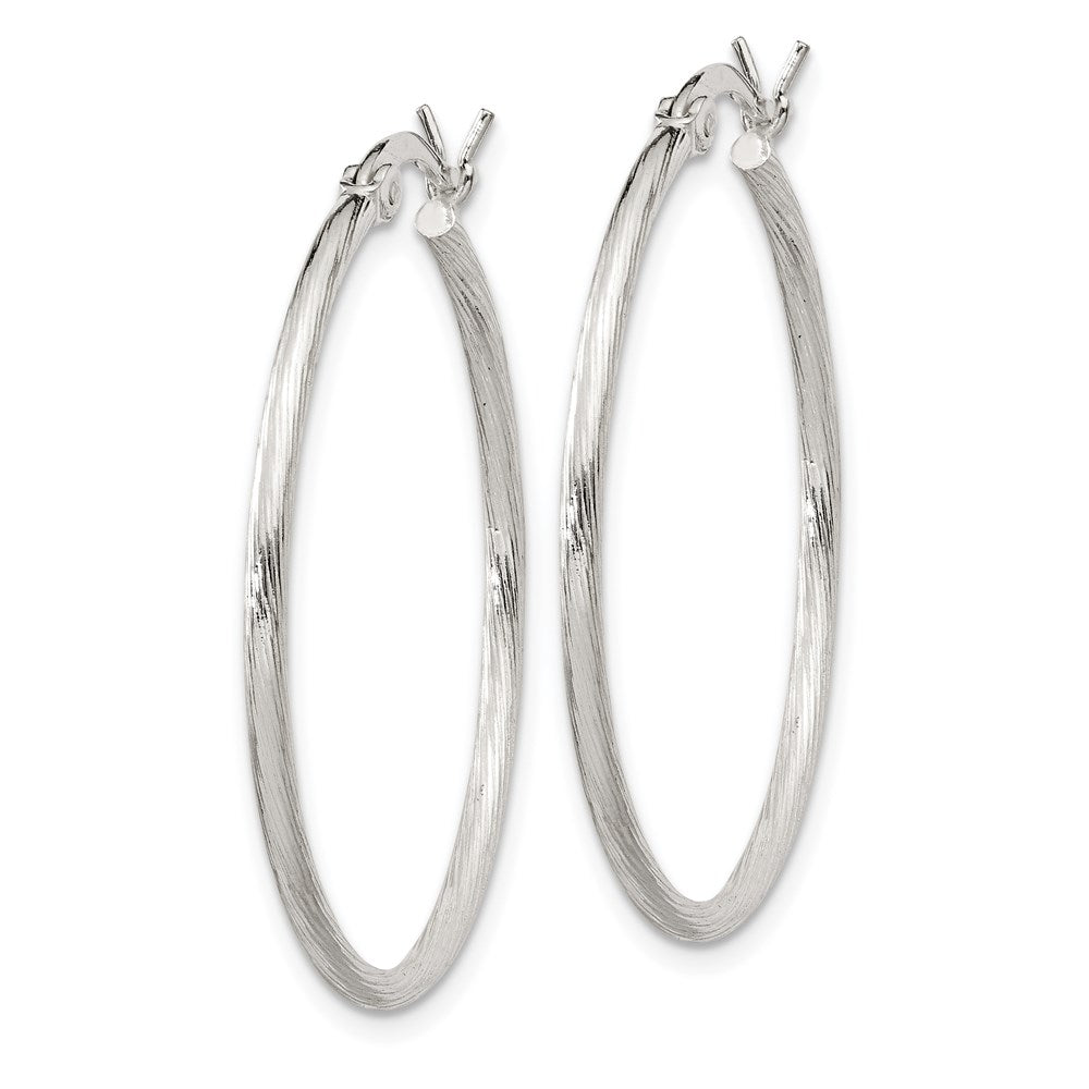 Sterling Silver Fine Twist 1.5X30mm Hoop Earrings