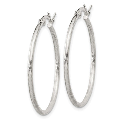 Sterling Silver Fine Twist 1.5X30mm Hoop Earrings